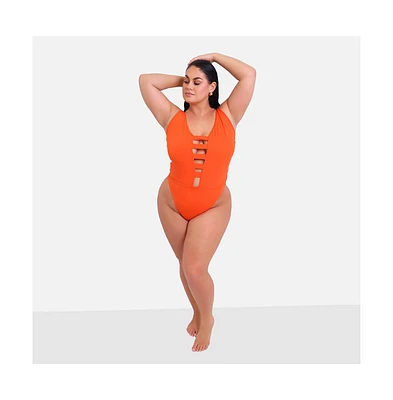 Rebdolls Plus Marina Caged Swimsuit - Persimmon