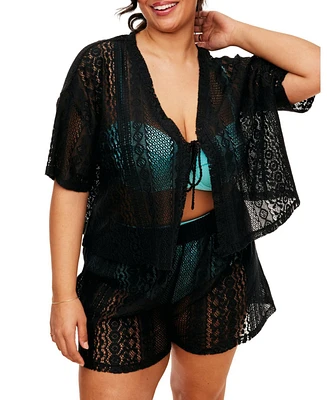 Adore Me Plus Size Nika Swimwear Two-piece Swim Cover-up Top