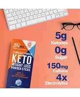 Real Ketones Shift Peach Exogenous D Bhb + Keto Electrolyte Powder, 30 Drink Mix Packets for Rapid Ketosis (Caffeinated)