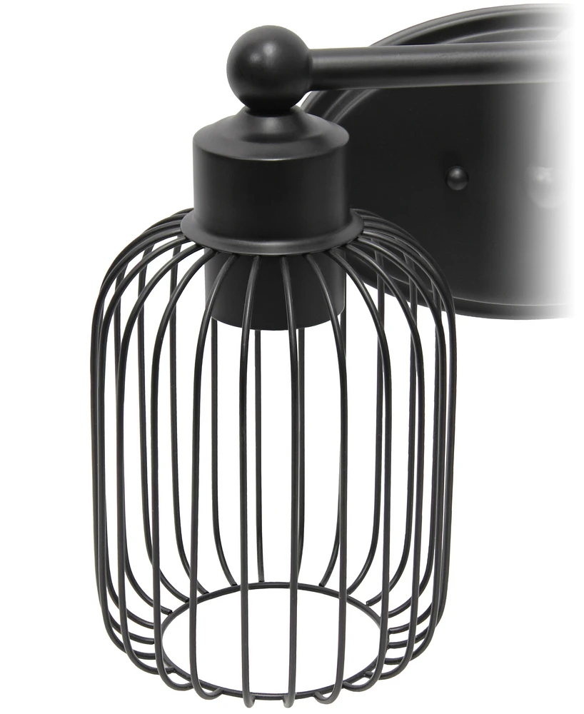 Lalia Home Ironhouse Two Light Industrial Decorative Cage Vanity Uplight Downlight Wall Mounted Fixture