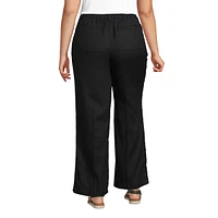 Lands' End Women's High Rise Wide Leg Linen Pleated Pants