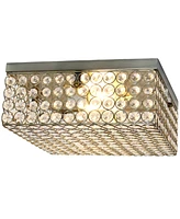 Lalia Home 12" Classix Glam Two Light Decorative Square Crystal and Metal Flush Mount Ceiling Light Fixture