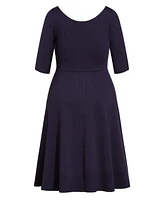 City Chic Plus Cute Girl Elbow Sleeve A-line Dress