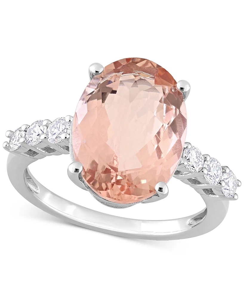 Morganite (4-3/4 ct. t.w.) & Diamond (3/8 Oval Statement Ring 14k White Gold