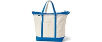 Lands' End Natural 5 Pocket Zip Top Canvas Tote Bag