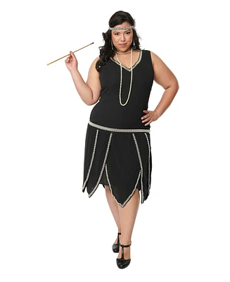 Unique Vintage Plus Size Pearl Beaded Sleeveless Petal Flapper Dress