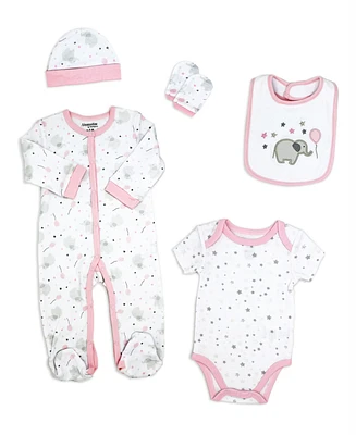 Tendertyme Baby Girl Elephants and Balloons 5 Piece Layette Set