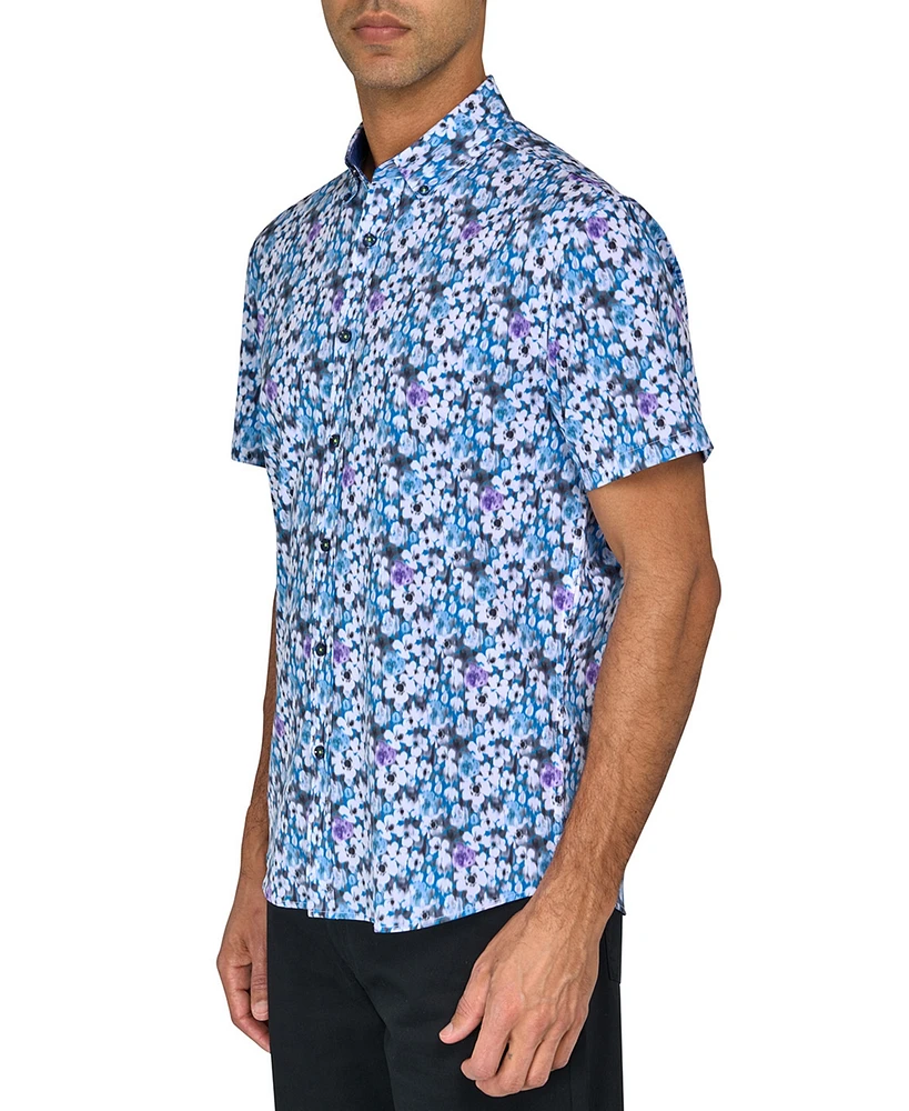 Society of Threads Men's Regular-Fit Non-Iron Performance Stretch Blurred Floral Button-Down Shirt
