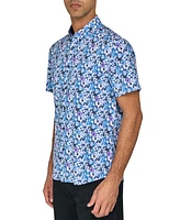 Society of Threads Men's Regular-Fit Non-Iron Performance Stretch Blurred Floral Button-Down Shirt