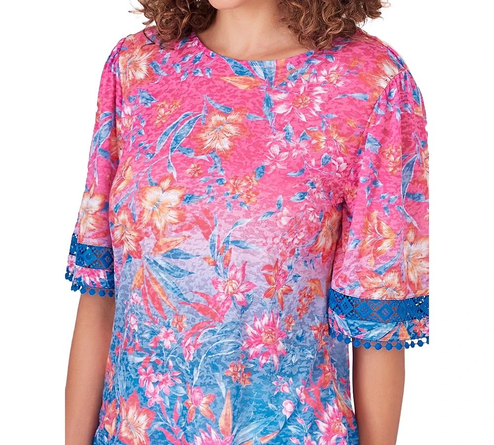 Ruby Rd. Petite Ombre Floral Top