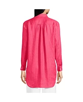 Lands' End Women's Linen Roll Sleeve Oversized Relaxed Tunic Top