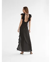 Nana'S Women's Ruffled summer maxi dress with laces