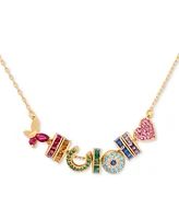 kate spade new york Gold-Tone Rainbow Joy Charm Necklace, 16" + 3" extender