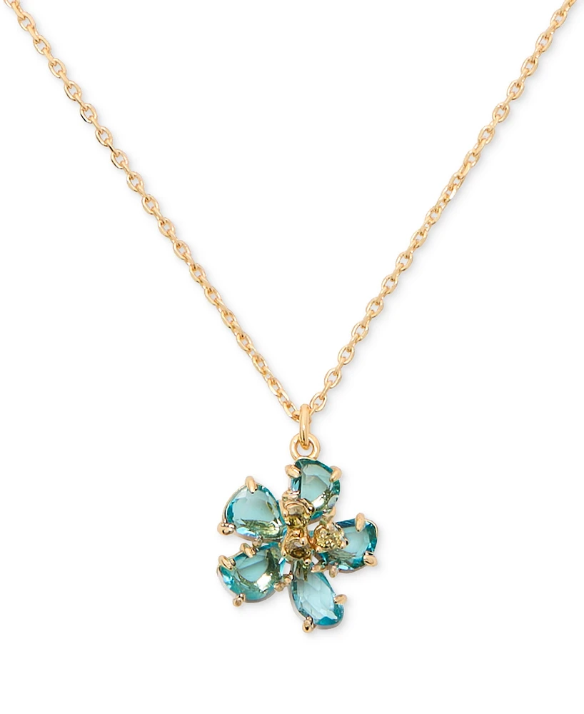 kate spade new york Gold-Tone Paradise Flower Mini Pendant Necklace, 16" + 3" extender