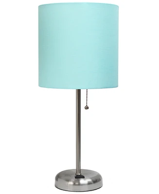 Creekwood Home Oslo 19.5" Contemporary Bedside Standard Metal Table Desk Lamp with White Drum Fabric Shade