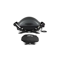 Weber Q 2400 Electric Grill (Black) with Grill Cover Bundle