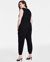 I.N.C. International Concepts Plus Size Textured O Ring Top Cargo Jogger Pants Created For Macys