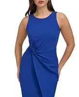 Siena Women's Ruched Side-Twist Sleeveless Midi Dress