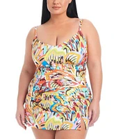 Bleu By Rod Beattie Plus Size Break The Mold Printed Tankini Top Skirted Hipster