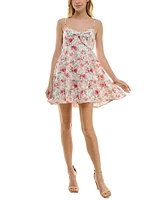 Trixxi Juniors' Floral Print Sleeveless Fit & Flare Dress