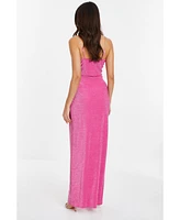 Quiz Women's Lurex Wrap Diamante Strap Maxi Dress