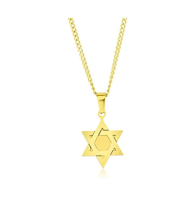 Metallo Stainless Steel Polished Star of David Necklace