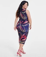 Nina Parker Trendy Plus Size Printed Mesh Midi Dress, Created for Macy's