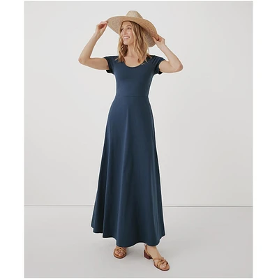Pact Women's Organic Cotton Fit & Flare Crossback Maxi Dress