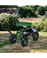 Slickblue Heavy Duty Garden Cart with Tool Tray and 360 Swivel Seat