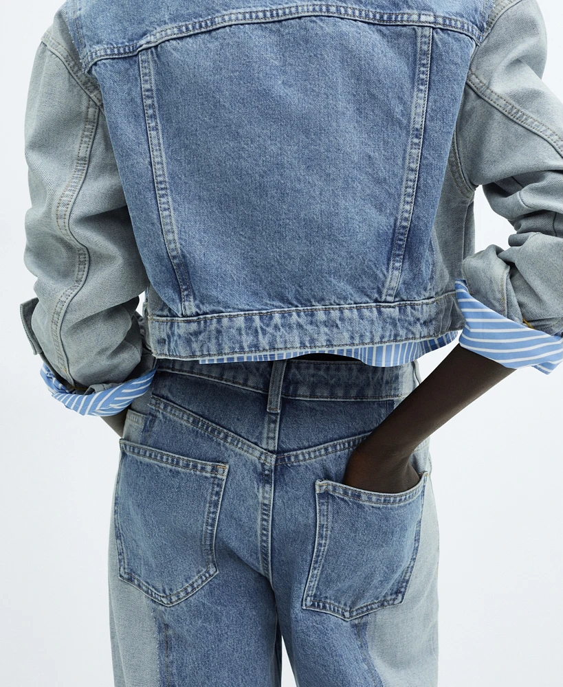 Mango Women's Two-Tone Straight Jeans