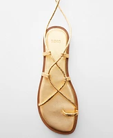 Mango Women's Leather Straps Sandals