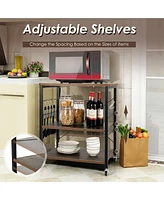 Slickblue 3-Tier Kitchen Baker's Rack Microwave Oven Storage Cart with Hooks