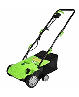 Slickblue 13 Inch 12 Amp Electric Scarifier with Collection Bag and Removable Blades