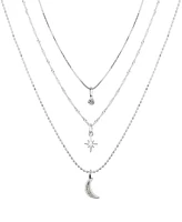 Unwritten Cubic Zirconia Star Moon Layered 3-Piece Necklace Set