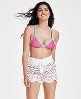 Miken Juniors' 2.5" Scalloped Lace Cover-Up Shorts, Created for Macy's