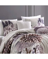 Bebejan Dahlia Purple Bedding 200 Thread Count 100% Cotton Sateen 5 Piece Reversible Queen Comforter Set