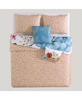 Bebejan Maia Blue Bedding 200 Thread Count 100% Cotton Sateen 5 Piece Reversible King Comforter Set