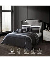 Bebejan Kyle Black Bedding 200 Thread Count 100% Cotton Sateen 5 Piece Reversible Queen Comforter Set