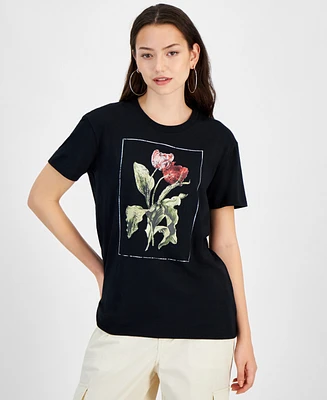 Self Esteem Juniors' Rose Graphic-Print Crewneck Tee