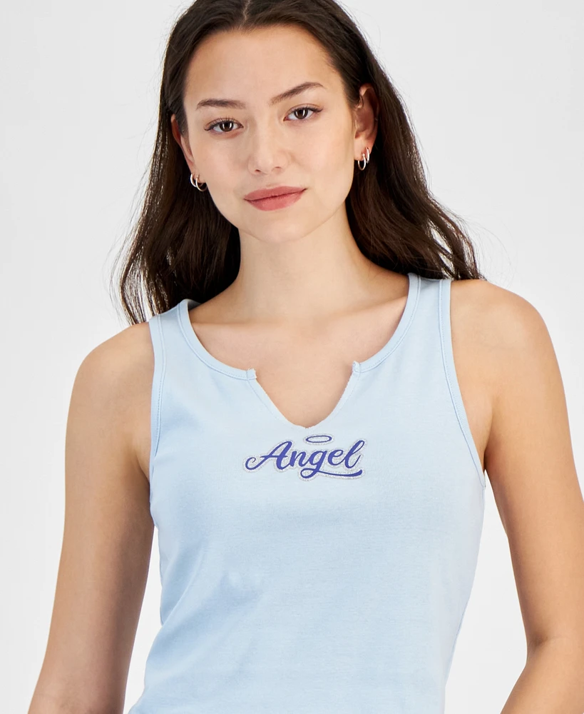 Self Esteem Juniors' Angel Graphic-Print Cotton Tank Top
