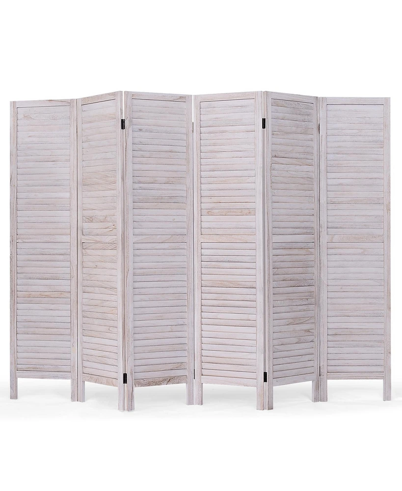 Slickblue 6 Panels Classic Venetian Wooden Slat Room Screen