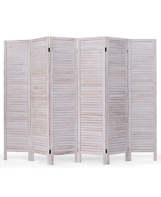 Slickblue 6 Panels Classic Venetian Wooden Slat Room Screen