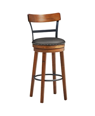 Slickblue 30.5 Inch 360-Degree Swivel Stools with Leather Padded Seat
