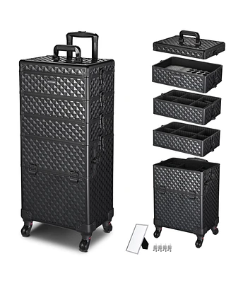 Byootique 4in1 Rolling Makeup Case Cosmetic Train Case Organizer Storage Artist