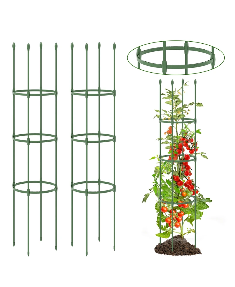 Slickblue 2-Pack Garden Trellis Tomato Cage with Adjustable Height-Green