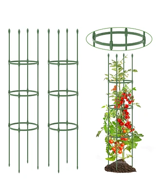 Slickblue 2-Pack Garden Trellis Tomato Cage with Adjustable Height-Green