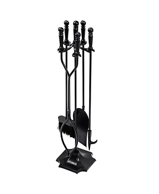 Slickblue 31 inch 5 Pieces Metal Fireplace Tool Set with Stand