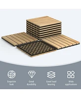 Slickblue 10 Pieces 12 x 12 Inch Acacia Wood Interlocking Tile Flooring