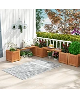 Slickblue Hardwood Planter Box with Bench for Garden Yard Balcony