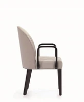 Manhattan Comfort Hillman Leatherette and Velvet Upholstered Beech Wood Dining Armchair
